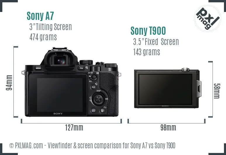 Sony A7 vs Sony T900 Screen and Viewfinder comparison