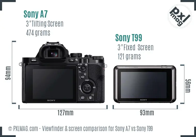 Sony A7 vs Sony T99 Screen and Viewfinder comparison Sony A7 vs Sony T99 Screen and Viewfinder comparison