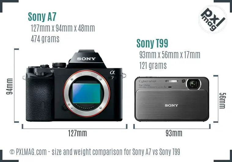 Sony A7 vs Sony T99 size comparison Sony A7 vs Sony T99 size comparison