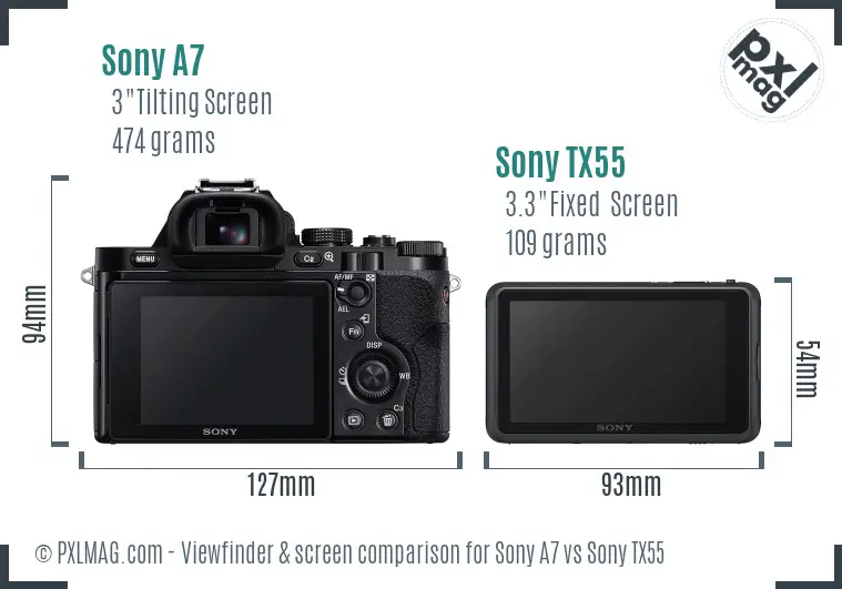 Sony A7 vs Sony TX55 Screen and Viewfinder comparison