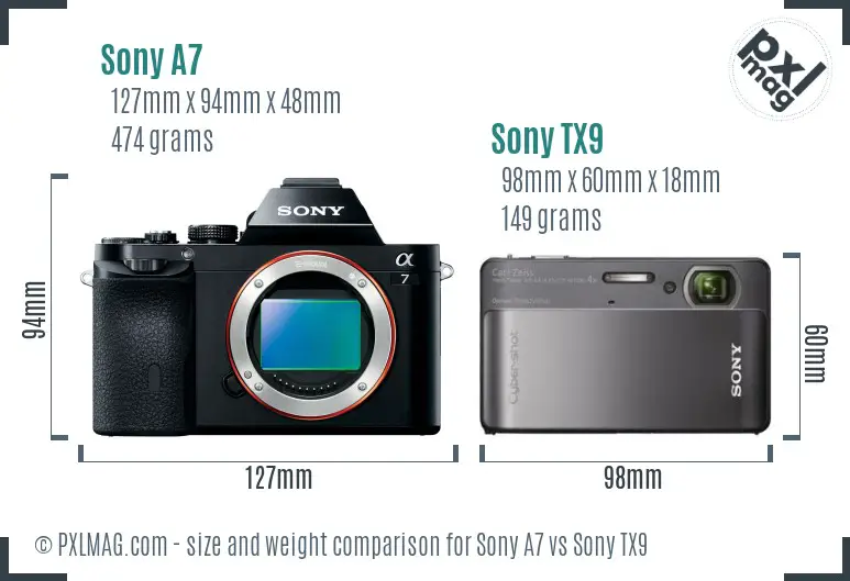 Sony A7 vs Sony TX9 size comparison