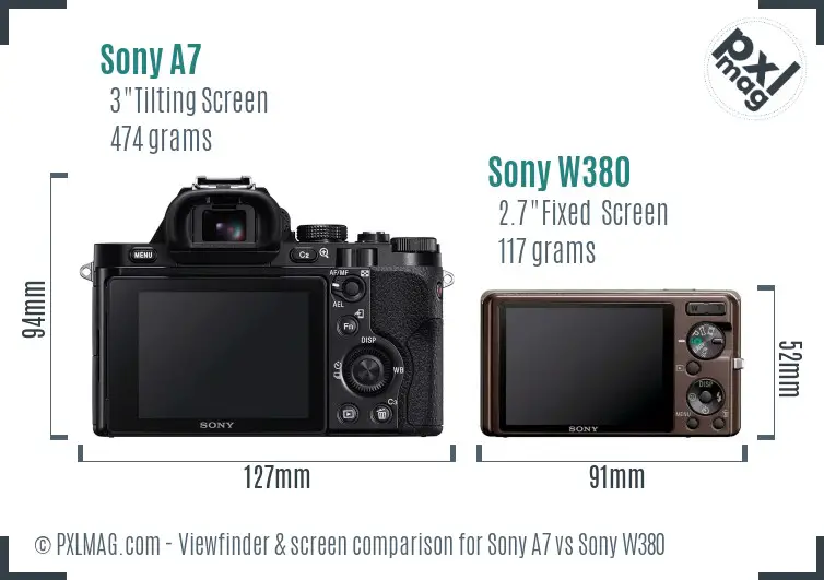 Sony A7 vs Sony W380 Screen and Viewfinder comparison