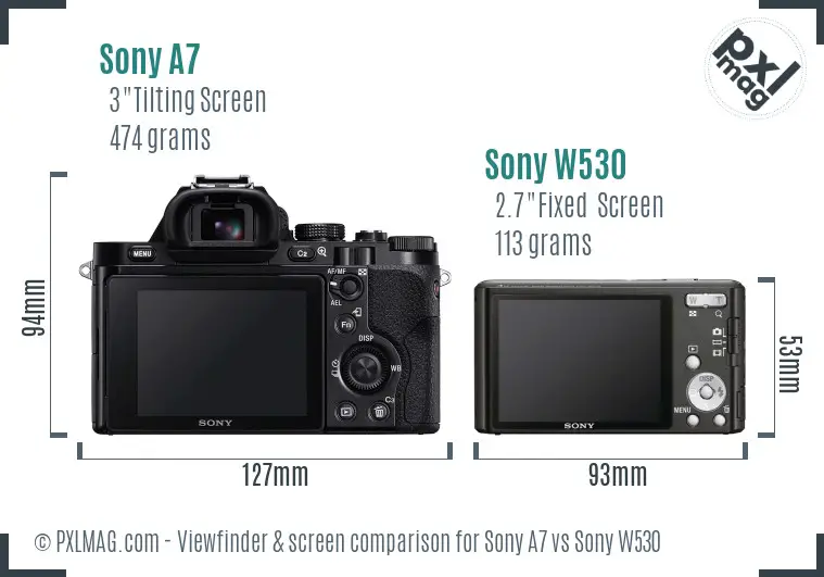 Sony A7 vs Sony W530 Screen and Viewfinder comparison