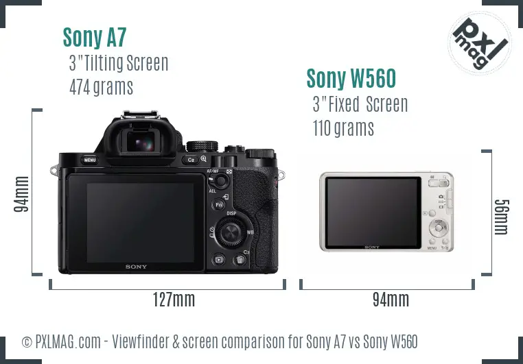 Sony A7 vs Sony W560 Screen and Viewfinder comparison