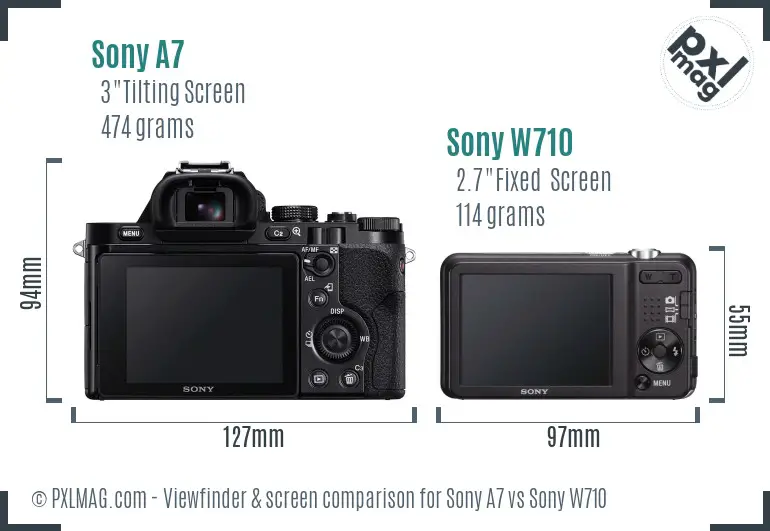 Sony A7 vs Sony W710 Screen and Viewfinder comparison