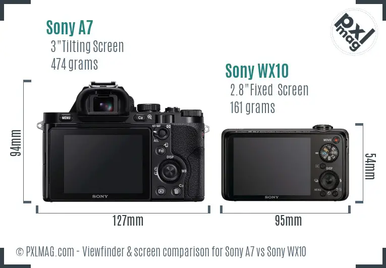 Sony A7 vs Sony WX10 Screen and Viewfinder comparison Sony A7 vs Sony WX10 Screen and Viewfinder comparison