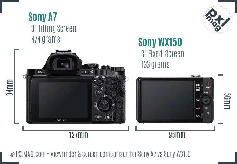 Sony A7 vs Sony WX150 Screen and Viewfinder comparison Sony A7 vs Sony WX150 Screen and Viewfinder comparison