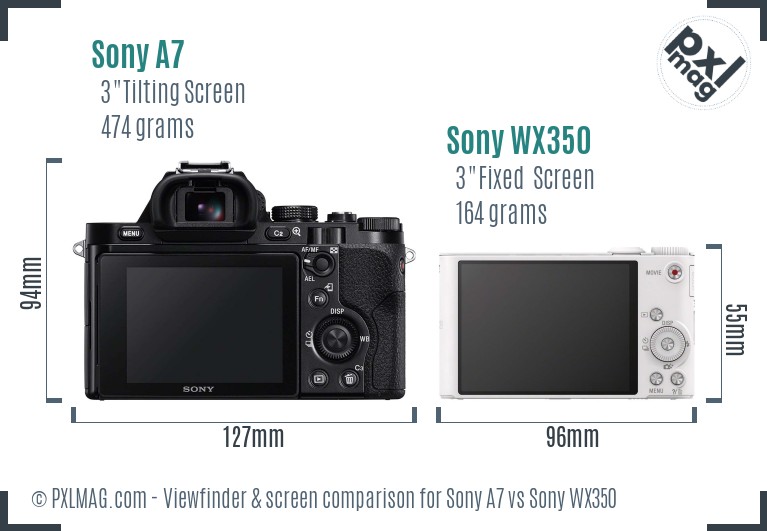 Sony A7 vs Sony WX350 Screen and Viewfinder comparison