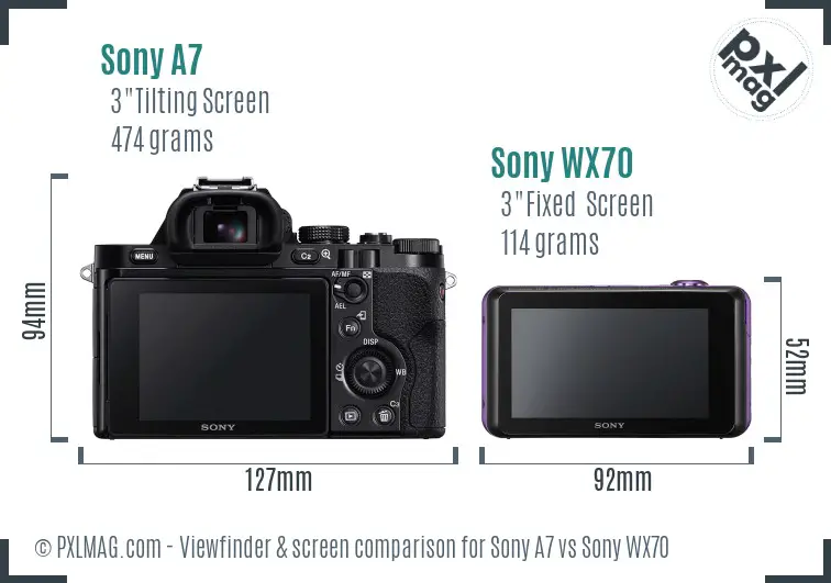 Sony A7 vs Sony WX70 Screen and Viewfinder comparison