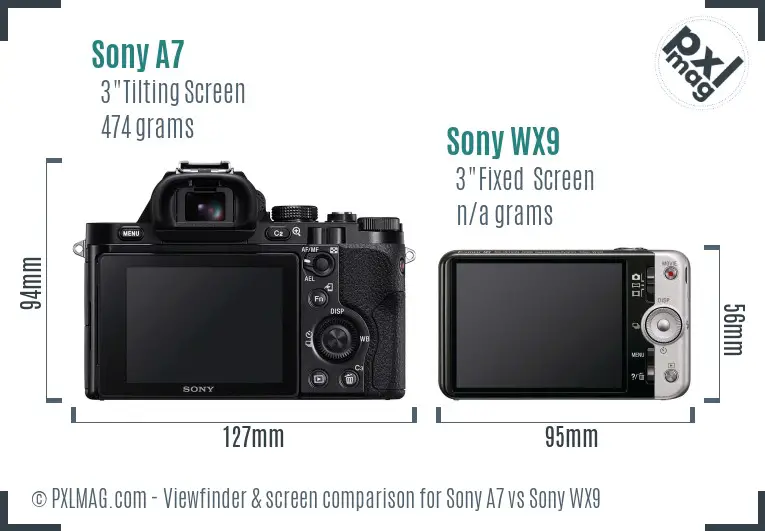 Sony A7 vs Sony WX9 Screen and Viewfinder comparison