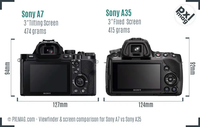 Sony A7 vs Sony A35 Screen and Viewfinder comparison