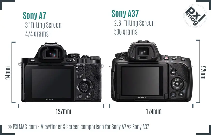 Sony A7 vs Sony A37 Screen and Viewfinder comparison Sony A7 vs Sony A37 Screen and Viewfinder comparison