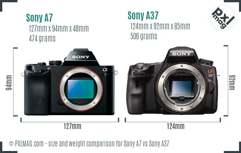 Sony A7 vs Sony A37 size comparison Sony A7 vs Sony A37 size comparison