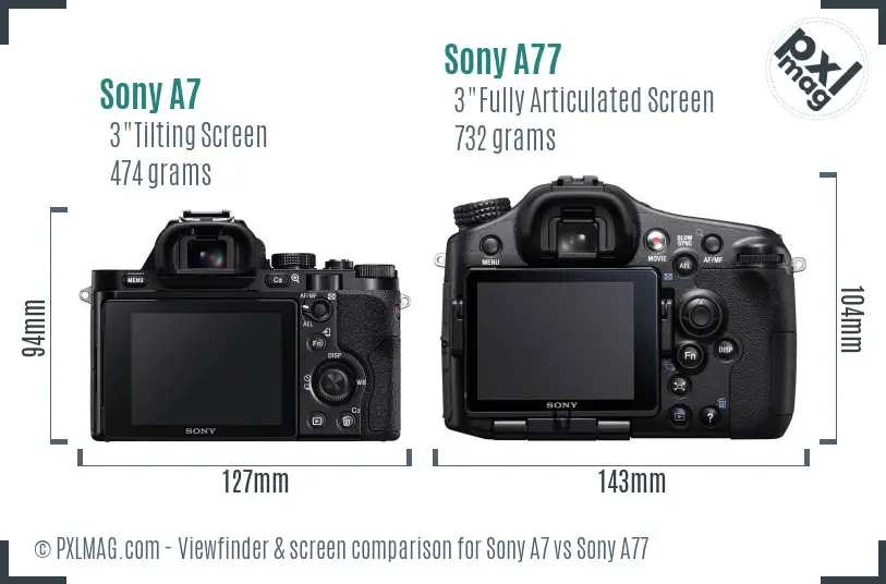 Sony A7 vs Sony A77 Screen and Viewfinder comparison Sony A7 vs Sony A77 Screen and Viewfinder comparison