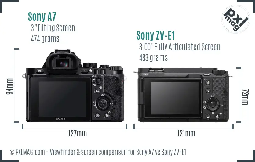 Sony A7 vs Sony ZV-E1 Screen and Viewfinder comparison Sony A7 vs Sony ZV-E1 Screen and Viewfinder comparison