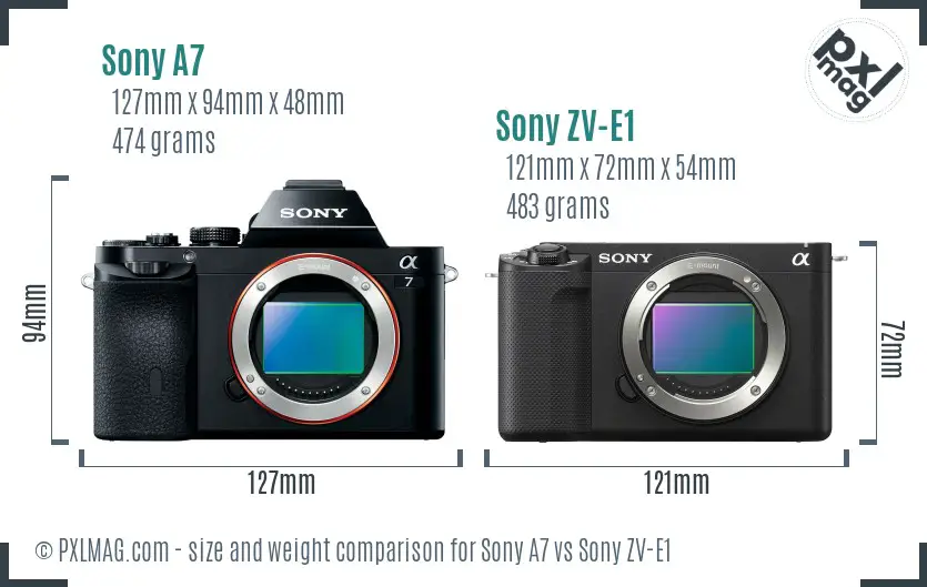 Sony A7 vs Sony ZV-E1 size comparison Sony A7 vs Sony ZV-E1 size comparison