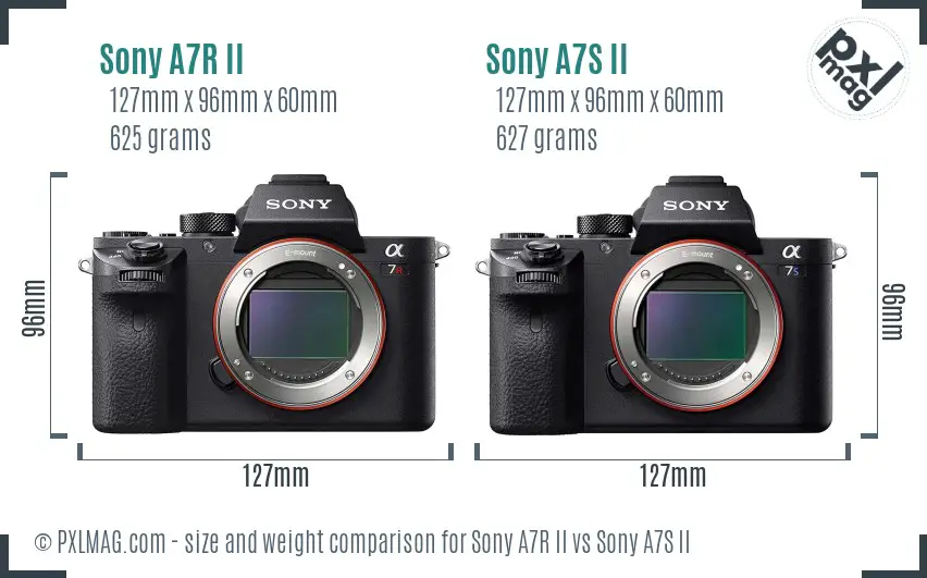 Sony A7R II vs Sony A7S II size comparison
