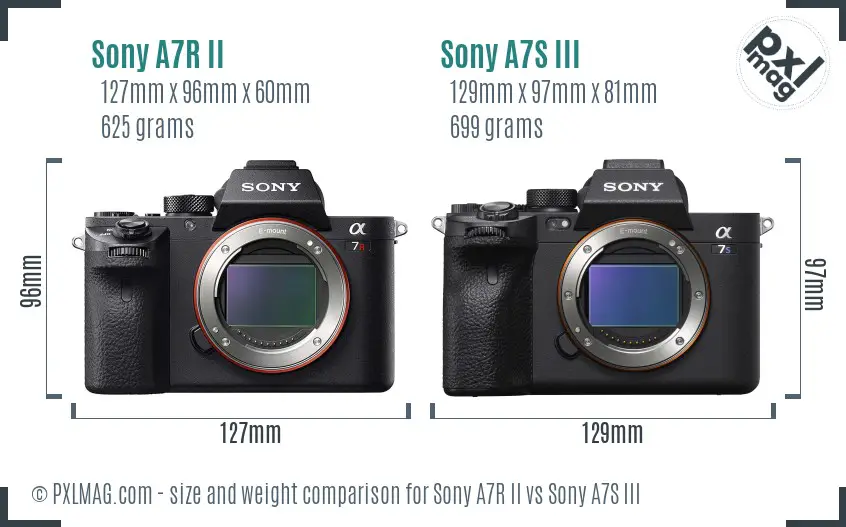 Sony A7R II vs Sony A7S III size comparison