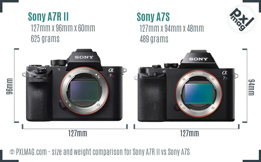 Sony A7R II vs Sony A7S size comparison