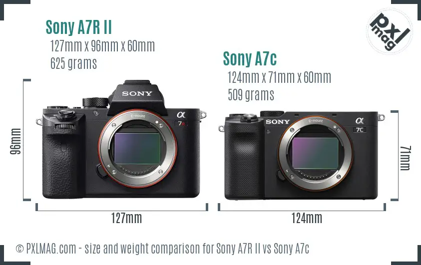 Sony A7R II vs Sony A7c size comparison Sony A7R II vs Sony A7c size comparison