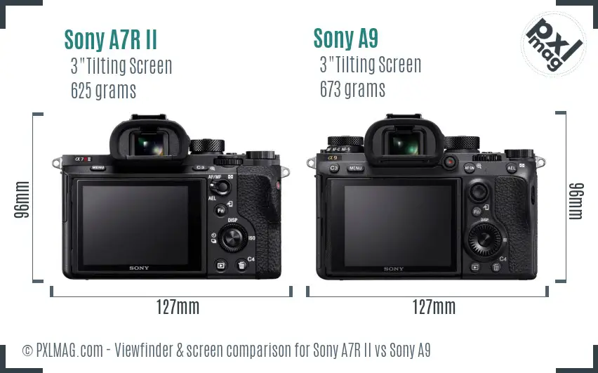 Sony A7R II vs Sony A9 Screen and Viewfinder comparison