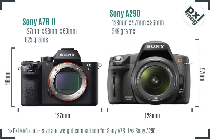 Sony A7R II vs Sony A290 size comparison Sony A7R II vs Sony A290 size comparison