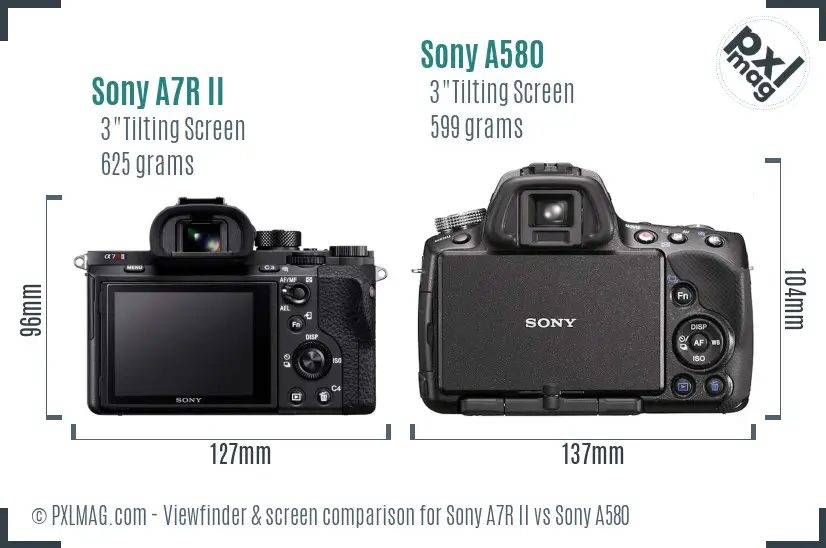 Sony A7R II vs Sony A580 Screen and Viewfinder comparison