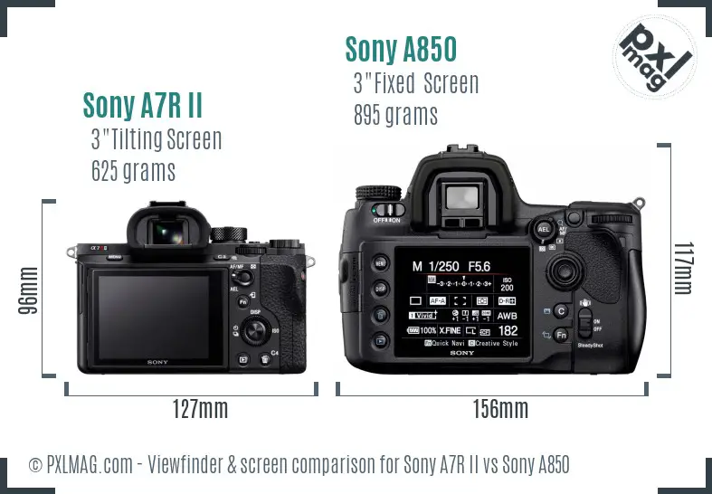 Sony A7R II vs Sony A850 Screen and Viewfinder comparison