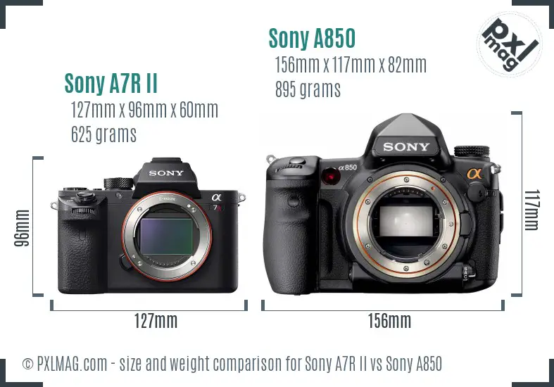 Sony A7R II vs Sony A850 size comparison Sony A7R II vs Sony A850 size comparison