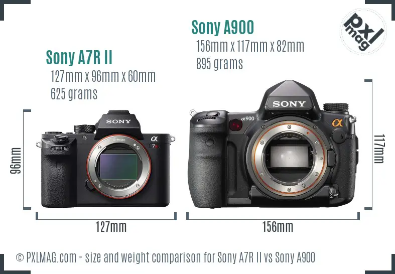 Sony A7R II vs Sony A900 size comparison