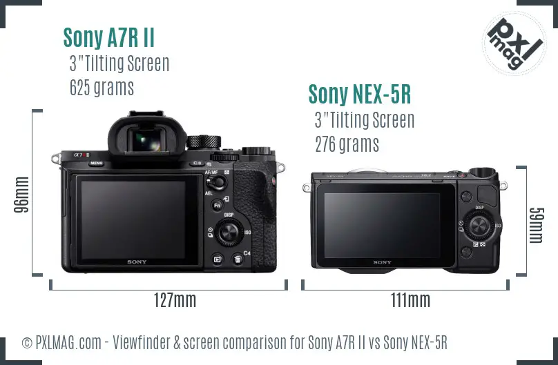 Sony A7R II vs Sony NEX-5R Screen and Viewfinder comparison