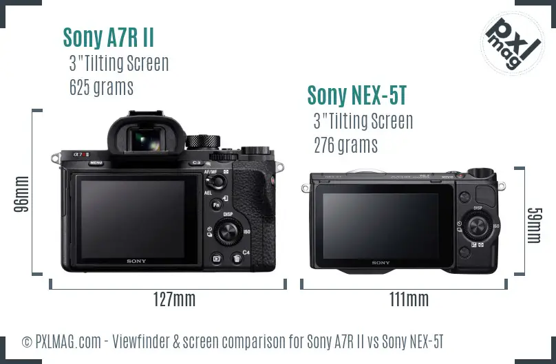 Sony A7R II vs Sony NEX-5T Screen and Viewfinder comparison Sony A7R II vs Sony NEX-5T Screen and Viewfinder comparison