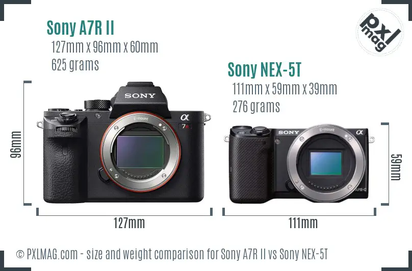 Sony A7R II vs Sony NEX-5T size comparison Sony A7R II vs Sony NEX-5T size comparison