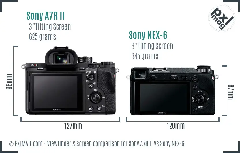 Sony A7R II vs Sony NEX-6 Screen and Viewfinder comparison Sony A7R II vs Sony NEX-6 Screen and Viewfinder comparison