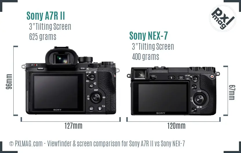 Sony A7R II vs Sony NEX-7 Screen and Viewfinder comparison