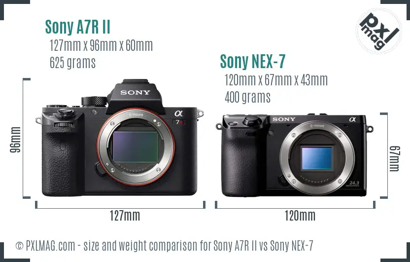 Sony A7R II vs Sony NEX-7 size comparison