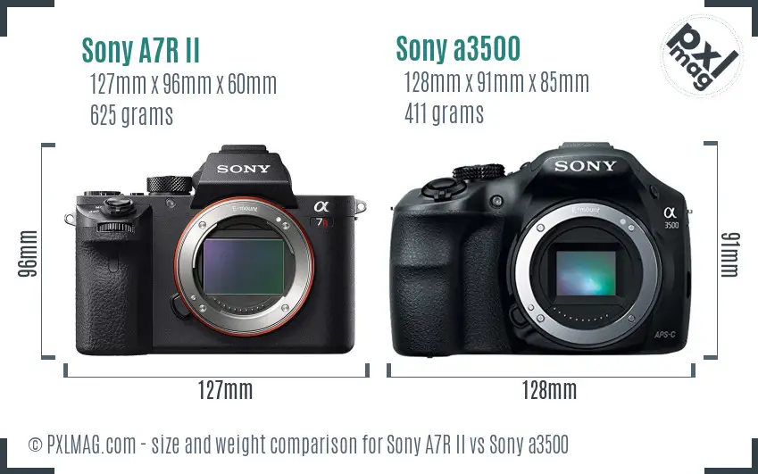 Sony A7R II vs Sony a3500 size comparison