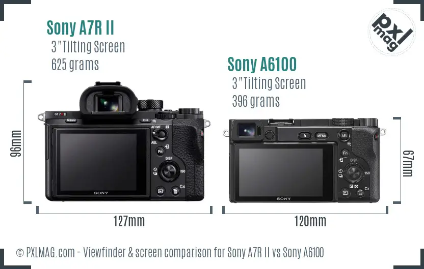 Sony A7R II vs Sony A6100 Screen and Viewfinder comparison