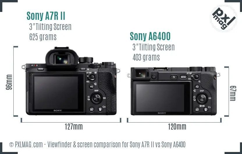 Sony A7R II vs Sony A6400 Screen and Viewfinder comparison