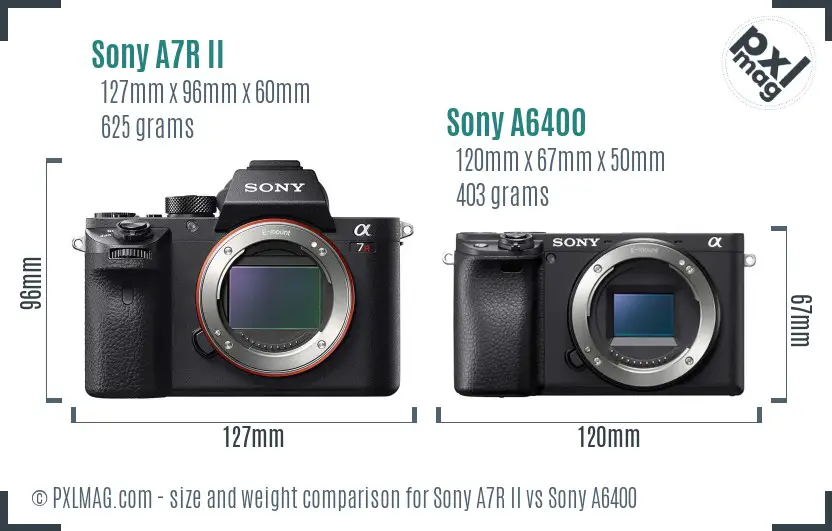 Sony A7R II vs Sony A6400 size comparison