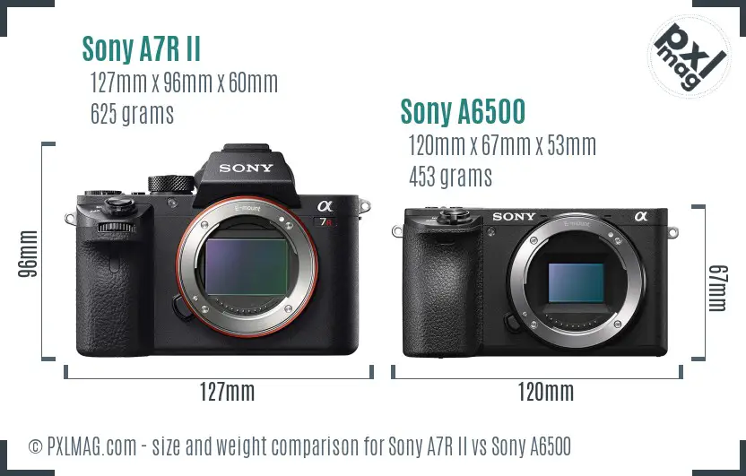 Sony A7R II vs Sony A6500 size comparison