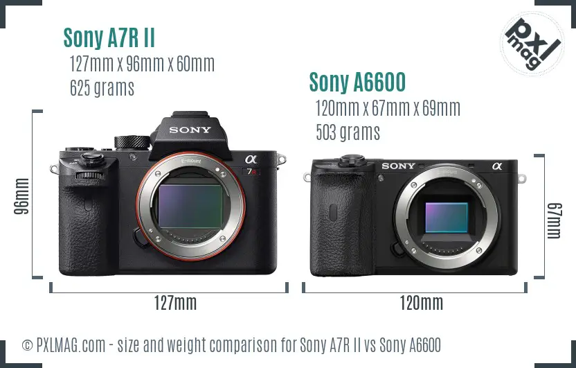 Sony A7R II vs Sony A6600 size comparison Sony A7R II vs Sony A6600 size comparison