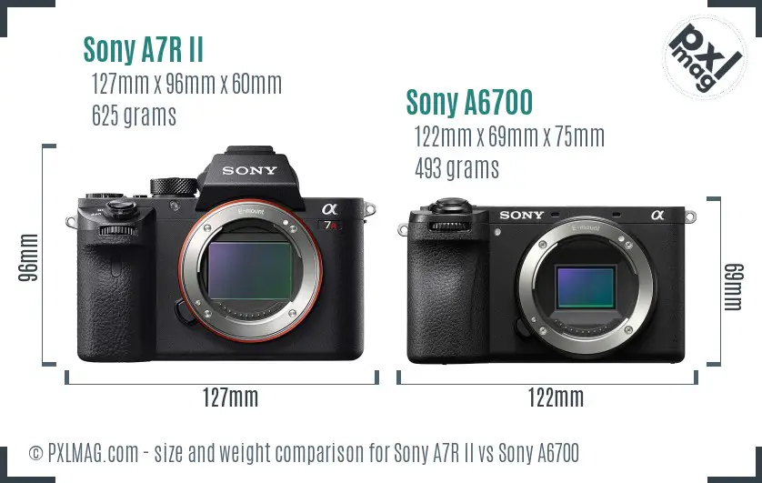 Sony A7R II vs Sony A6700 size comparison Sony A7R II vs Sony A6700 size comparison