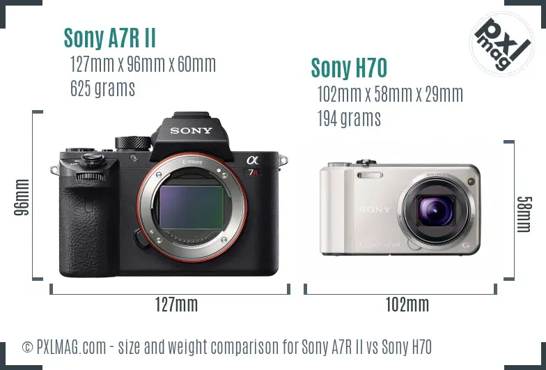 Sony A7R II vs Sony H70 size comparison Sony A7R II vs Sony H70 size comparison
