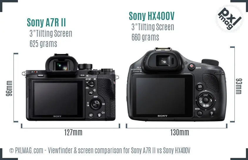 Sony A7R II vs Sony HX400V Screen and Viewfinder comparison