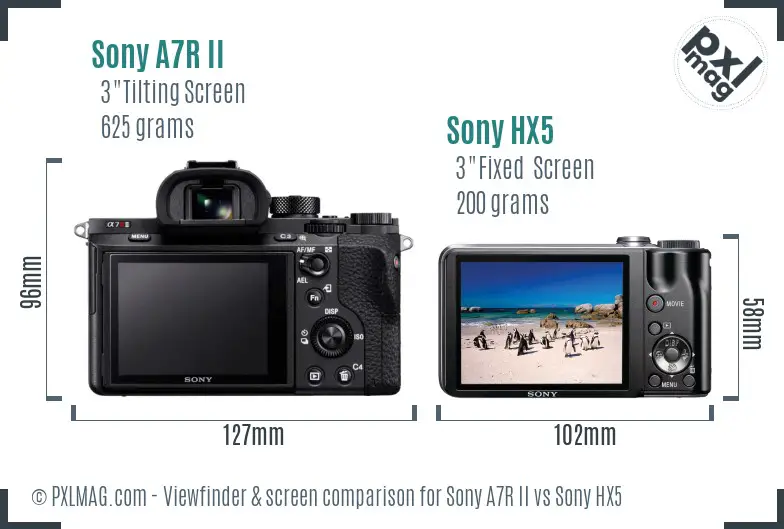 Sony A7R II vs Sony HX5 Screen and Viewfinder comparison