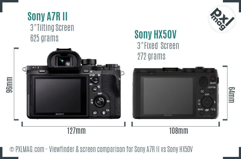 Sony A7R II vs Sony HX50V Screen and Viewfinder comparison Sony A7R II vs Sony HX50V Screen and Viewfinder comparison