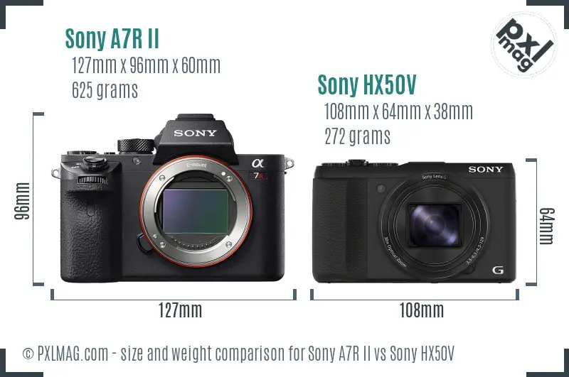 Sony A7R II vs Sony HX50V size comparison Sony A7R II vs Sony HX50V size comparison