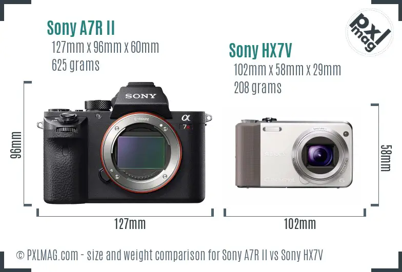 Sony A7R II vs Sony HX7V size comparison Sony A7R II vs Sony HX7V size comparison
