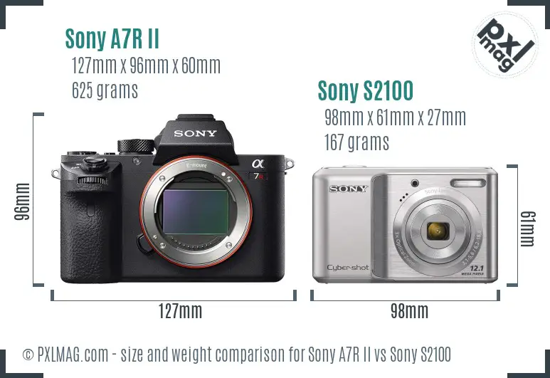 Sony A7R II vs Sony S2100 size comparison